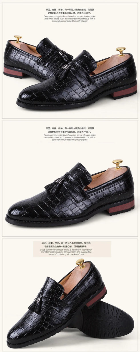 Elegant Tassel Slip-On Loafers for Men - Italian Designer Formal Dress Shoes Perfect for Weddings, Casual Events, and Business Attire in Premium Patent Leather